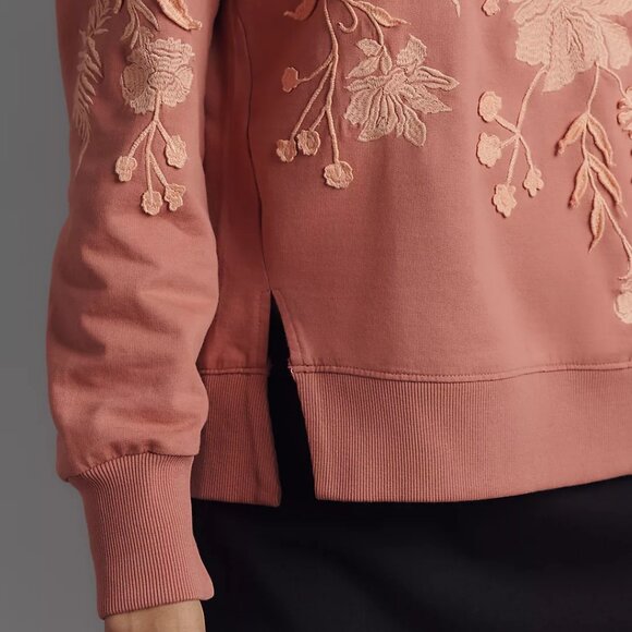 Fern & Flower Crew-Neck Sweatshirt In Rose - Picture 3 of 9